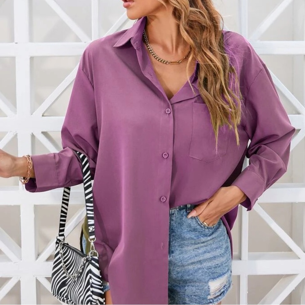 Magenta button up shirt - like new